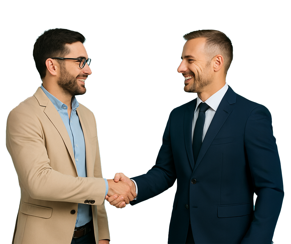 deux hommes se serrent la main